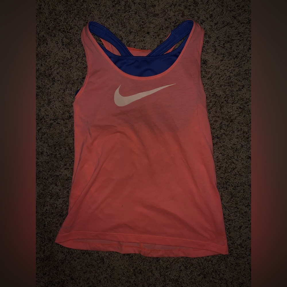 Orange shirt with attached sports bra